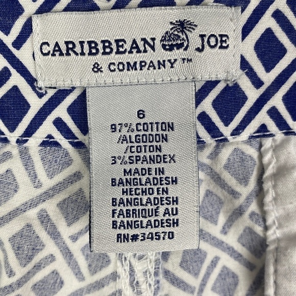 Caribbean Joe Navy Blue Diamond Pattern Bermuda Shorts Women's 6 - Picture 5 of 6